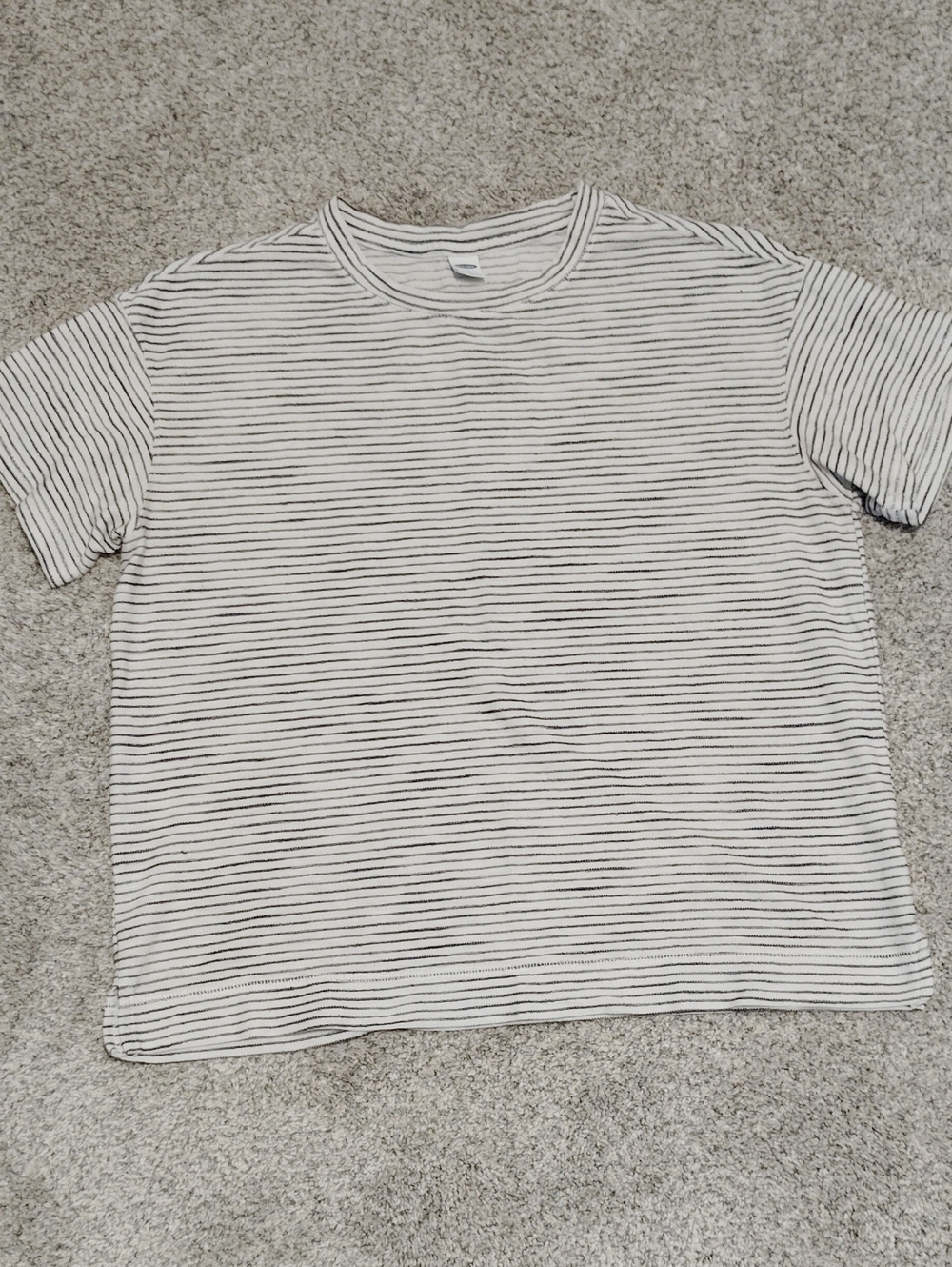 Old Navy White Tee with Black Textured Pinstripes - Short Sleeve Crew